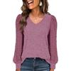 GUCURIN Maglione Donna Pullover Donna Elegante Camicetta con Maniche Lunghe in Pizzo Tops V-Collo Slim Maglia Top Autunno Maglione,Rosa,S