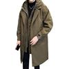 ANUFER Uomo Termico Cotone Imbottito Giacca Parka Media Lunghezza Incappucciato Inverno Trench Cappotto SN0706265 Nero 2XL