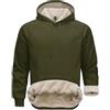 PrimeCrest Felpa Uomo con Cappuccio Pile Invernale Termica Pullover Hoodie Calda Felpe Maglione Imbottita Cotone Felpata Casual Lavoro Sherpa Manica Lunga Verde 2XL