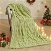 CURECURE Coperta Elettrica 130x180cm, Texture Bambù & Peluche Coniglietto & Flanella, 6 Livelli di Calore & Spegnimento Auto 1-10H, Lavabile in Lavatrice per Letto/Sofà/Ufficio (Verde)