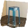 Generic Sgabello moderno in acrilico trasparente, senza braccioli e senza schienale, sedia da pranzo per cucina, altezza 45 cm, colore blu, design elegante per spazi contemporanei