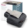 Beurer HD 82 Stockholm termocoperta soffice in materiale di lusso, coperta riscaldante con 6 livelli di calore, spegnimento automatico e sistema di sicurezza, lavabile in lavatrice a 30 °C, grigia