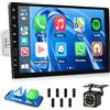 Motorsi Car Stereo Single Din con CarPlay Android Auto, 1 Din Ricevitore Audio con Touchscreen da 9 Pollici, Supporto Mirror Link Bluetooth Radio FM/AM/RDS AUX SWC EQ Car Stereo + Telecamera