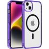Coiwxmoi Custodia per iPhone 13/14 Cover Compatibile con MagSafe, Custodia TPU Morbida Trasparente con Anello Magnetico, Anti-Impressioni Digitali Backcover, Anti-Scivolo Anti-Urto Case, Viola