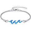YAFEINI Braccialetto con onde in argento sterling 925 con onde dell'oceano opale/turchese gioielli da spiaggia per le donne, Argento sterling