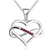 JO WISDOM Collana Infinito Amore Cuore Argento 925 Donna con Zirconia Cubica Gennaio Birthstone Colore Granato Cristallo