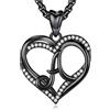 INFUSEU Collana con Iniziale A, Lettera A-Z Nero Alfabeto Capitale Gioielli Doppio Cuore Iniziale Collane Cubic Zirconia Anniversario Compleanno Regali per Donne Coppia, Catena da 20 Pollici