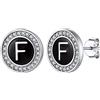 Silvora Argento Sterling Orecchini Neri da Donna Nome 26 Lettere Alfabeto Personalizzato A-Z Orecchini Iniziali S925 con AAA Zirconi Regalo per Lei Ragazze Compleanno