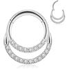 hengkaixuan 16 G, anello per naso, anello 316 L, segmento, helix, cartilagine, rook, septum clicker ring daith piercing 6 mm, 7 mm, 8 mm, 10 mm, 16G-8mm, Acciaio inossidabile, Zirconia cubica