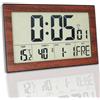 Crosstime Orologio da parete digitale, radiocontrollato, con temperatura interna e umidità, giorno della settimana, data, retroilluminazione, plastica, 20,1 x 12,4 x 1,2 cm (effetto legno)