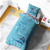 Disney Lilo & Stitch - Set copripiumino per letto singolo, motivo hawaiano tropicale, include federa coordinata, 100% policotone, blu e rosa, 200 x 135 cm