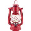 WisHomee Lanterna Hurricane a LED vintage, luce bianca calda, alimentata a batteria, in metallo antico, con interruttore dimmer, 15 LED, 150 lumen, per uso interno o esterno (rosso)