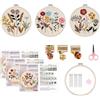 OUTALIZ 3 Set di Kit da Ricamo per Principianti, Set da Ricamo per Principianti e Adulti, Sets per Punto Croce con Motivo Floreale, Kit Contiene 1 Cerchio di Plastica, Fili Colorati Strumenti Istruzioni