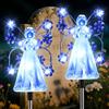 Fohil Luci Solari da Giardino, 2 Pezzi Angelo Lampade Solari Esterni 8 Modalità LED Luci per Cimitero, Impermeabile Angelo Decorazioni Halloween, Festa di Natale