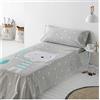 Cotton ARTEAN Set di Lenzuola per Bambini/Giovani Jorge Letto da 90 x 190/200, 100% Cotone, Colore Grigio