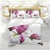 CIHCOHOME Copripiumino Bianco Copripiumino Floreale Copripiumino Rosa Magnolia Set Biancheria Da Letto 3 Pezzo per Uomo Donna Camera Da Letto Decor 2 Cuscino Shams con Cerniera Nascosta 240x220cm