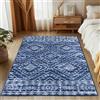 MOSISO 152 x 213 cm Tappeto Soggiorno,Tappeti Lavabile,Morbido Tapetto Interni Pelo Corto Rombi Geometric,Tappeto Rettangolare Antiscivolo Finta Lana Soggiorno,Camera Letto,Sala Pranzo,Ufficio,Blu