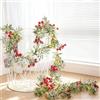 RosyFate Ghirlanda Natalizia Luminosa, RosyFate Ghirlanda Natalizia Artificiale, con Bacche Rosse, Ghirlanda Luminosa LED, Decorazioni Albero di Natale, Decorazioni Natalizie Interno ed Esterno