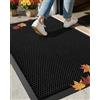 COLOR&GEOMETRY Zerbino Ingresso Esterno Elasticizzato in Seta - Tappeto Ingresso Esterno per Porte, Patio e Esterni - Antiscivolo, Resistente e Asciugatura Rapida, 43x75 cm Grigio