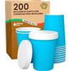 Baciato Caffè 200 Bicchieri Caffè ASPORTO in Carta Azzurro 200ml con COPERCHIO in Carta Bevande Calde e Fredde Tè Infusi Acqua Ecologici Biodegradabili Tazze Monouso Colorate + 200 Coperchi in Carta con Beccuccio