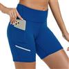 adorence Pantaloncini Sportivi Donna Leggins Corti Ciclista Running Yoga Palestra con Due Tasche Vita Alta Push Up-Blu,XL