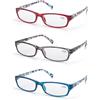 LANLANG Occhiali da lettura donna anti luce blu, occhiali luce blu di 3 colori di moda, Anti Eyestrain Anti UV,Trasparente Rosso/Grigio/Blu-3pcs, +1.75 Diottrie