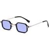 Long Keeper Retrò Occhiali Da Sole Rettangolari Donna Uomo Anni '90 Occhiali Da Sole Piccoli Quadrati Protezione UV400 (argento nero blu)