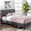 Zinus Lottie Bed 140 x 200 cm - Altezza 35 cm - Struttura imbottita con doghe in legno - Grigio
