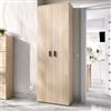 Dmora - Armadio multiuso 2 ante Suretta, Mobile multifunzione portaoggetti, Guardaroba porta scarpe, 61x35h190 cm, Rovere