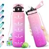 KollyKolla Borraccia 1L, Bottiglia con Indicatore del Tempo Motivazionale, Bottiglia con Cannuccia, Riutilizzabile, senza BPA, A Prova di Perdite, per Fitness, Scuola, Ufficio, Ciclismo, Alpinismo, Yoga