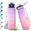 KollyKolla Borraccia 1L, Bottiglia con Indicatore del Tempo Motivazionale, Bottiglia con Cannuccia, Riutilizzabile, senza BPA, A Prova di Perdite, per Fitness, Scuola, Ufficio, Ciclismo, Alpinismo, Yoga