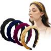 Futuhada 4 Pezzi Cerchietti Intrecciati per Donna Velluto Cerchietto Elastico Criss Cross Accessori per Capelli Fascia Cerchietto Intrecciato Eleganti Vintage Fasce per Capelli Fermacapelli Velluto