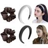 QZLSAYSL Cerchietto e Fasce per Capelli Donna - Set di 4 Accessori Capelli e Sportivi (Nero + Bianco)