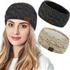 JFAN Fascia Capelli Donna Inverno Scaldaorecchie a Maglia Morbido e Caldo Protezioni per le Orecchie Cerchietti per Capelli 2 Pezzi Colorato grigio+beige