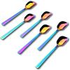 GoGeiLi cucchiaio da yogurt alla frutta arcobaleno, acciaio inox, cucchiaio da dessert per gelato, 16,3 cm, 6 pezzi
