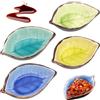 Cisolen 4 Pezzi Ciotole per Salse in Ceramica a Forma di Foglia Mini Piattino in Ceramica per Antipasti Ciotole per Dessert per Salse Condimenti Dessert Frutta Snack