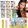 NETMEO 144 Unghie Finti Halloween per Bambini Ragazze - Unghie Corte Autoadesive con Precolla, Kit Acrilico a Copertura Completa, Regalo & Decorazione Art Nail (Halloween)