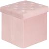 Bonlife Pouf Contenitore Velluto Poggiapiedi Camera da Letto Quadrato Cassapanca Bambini Sgabello di Stoccaggio Comodino Salvaspazio 40x40x40cm Rosa