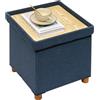 Bonlife Pouf Contenitore, Portaoggetti Baule, Poggiapiedi Pieghevole Quadrato， Cassapanca, per Ingresso, Soggiorno e Camera da Letto, Blu, 38x38x38 cm