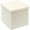Bonlife Pouf a Cubo con Vano Portaoggetti,Pieghevole, con Coperchio, In Velluto, 40 X 40 X 40 Cm,Bianco