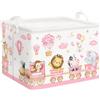 Clastyle 36L Grande Cestino Portaoggetti Treno Animali Fiore Rosa con Maniglia Ceste per la Biancheria Pieghevole Rettangolare Matite Vestiti Giocattolo per Camera dei Bambini