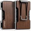 VULKIT Porta Carte di Credito Uomo Slim Portafoglio Uomo con Fermasoldi Piccolo Metallo Porta Schede Carte di Credito Donna Schermato RFID, Venatura del Legno