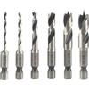 Uoimky Set di 6 punte per legno piccole con codolo esagonale da 6,35 mm Stubby con punta di centraggio e taglierino, per legno duro, legno tenero, compensato