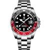 PAGRNE DESIGN Orologio GMT Orologio Uomo Meccanico Automatico Acciaio Lnossidabile 40 MM Diametro Tavolo 100 m Impermeabile Datario Analogico Vetro Zaffiro Specchio Lunetta Ceramica(3 nero rosso)