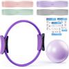 XTTANK Set Anello Pilates con Cerchio Pilates, 4 Fasce di Resistenza (15, 25, 35, 45 lb), Palla Mini Anti-Scoppio, Pilates Essential Kit per Home Gym, Forza, Flessibilità, Stabilità
