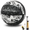 Fantecia Pallone da basket con pompetta in graffiti bianco e nero, misura 5, perfetto per lo street style