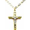 PEGASO GIOIELLI Collana da Uomo in Oro Giallo 18kt (750) Catena Cm 50 Pendente Bicolore Croce Cristo con Cappucci