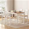 sogesfurniture Set da pranzo da 5 pezzi con tavolo da pranzo 108 x 65 x 73 cm e 4 sedie, tavolo rettangolare da cucina per soggiorno, sala da pranzo, bianco e teak, 10QDLC