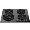 F.LLI BERTAZZONI, PROFESSIONAL, P604LPROGNE, Piano Cottura Gas 4 Fuochi Gas di cui 1 Fuoco Tripla Corona, Griglie in Ghisa, Accensione Elettrronica, Vetro NERO, 60x52 cm (Foro 56x48)
