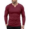 Agilelin Magliette Elasticizzate da Uomo con Scollo a V,T-Shirt Maniche Lunghe vestibilità Slim,Biancheria Intima Casual (Green/XL)